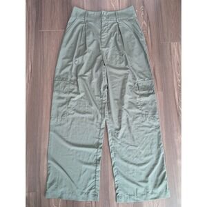 BP Women Pants Medium Wide Cargo‎ Pleated Relax Loose Straight High Rise